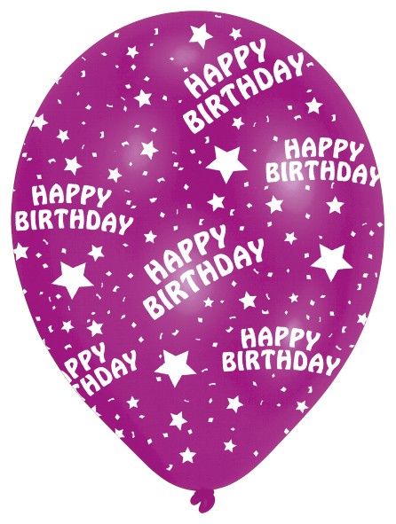 6 palloncini Happy Birthday Star colorati 27,5 cm 5