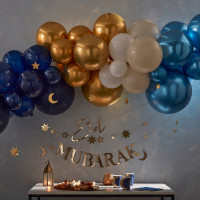 Guirlande de ballons Gold Moon Eid Mubarak 70 pièces