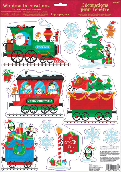 15 Christmas train window stickers 45 x 30cm
