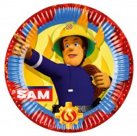 8 platos de papel de Sam el bombero SOS 23cm