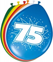8 ballonnen verjaardag cracker nummer 75