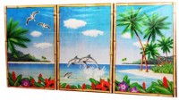 3 tropiske strandscener 85 x 67,3 cm