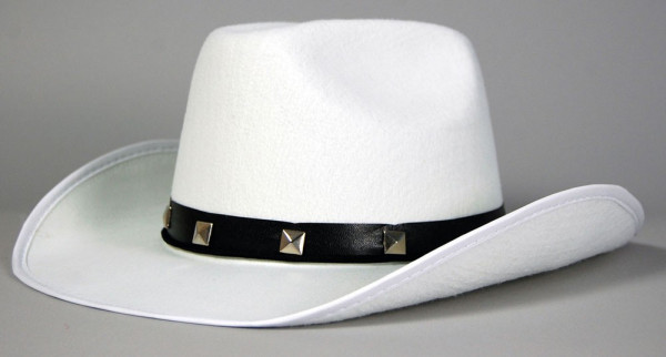 Kowbojski kapelusz biały z nitami