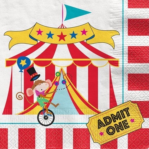 16 cirkusfestivalservetter 33cm