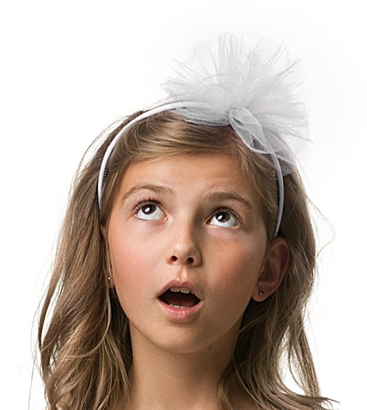 White headband with tulle bow 2