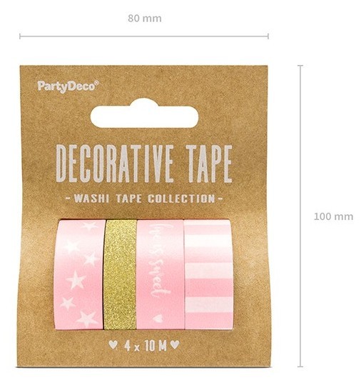 4 Washi Tape Glittery Pink 10m 2