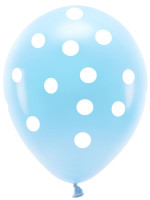 Oversigt: 6 øko balloner blå med prikker 30 cm