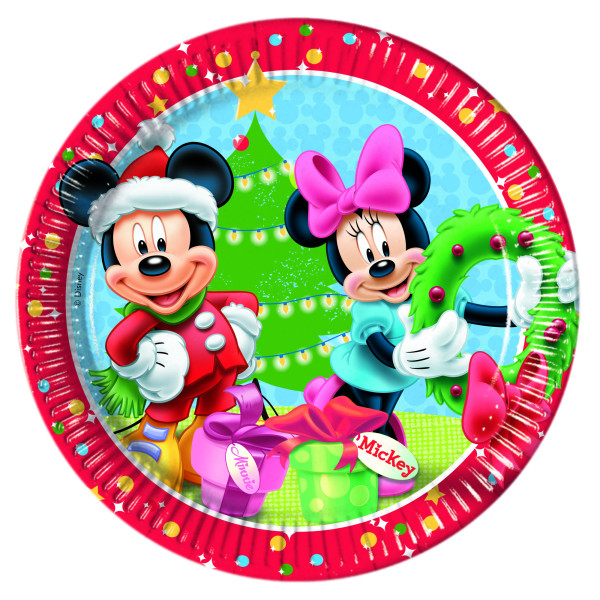 8 platos de papel Mickey Mouse Christmas madness 23cm