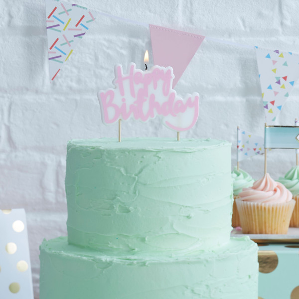 Vela para tarta Happy Birthday Pink Mix & Match