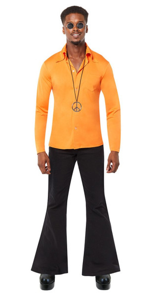 70'er hippie herreskjorte i orange