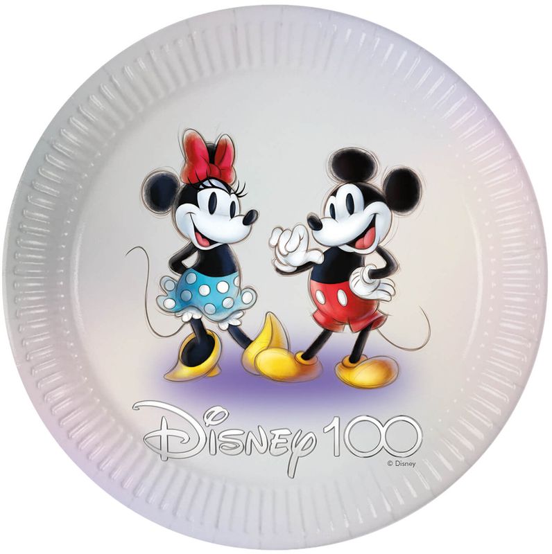 8 Papp Teller Micky & Minnie Retro Disney 100