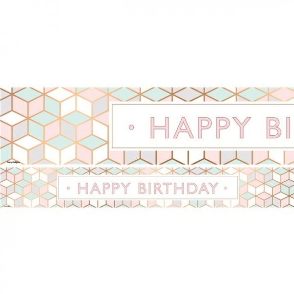 3 Happy Birthday Banner modern pastell 1m