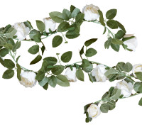 Vorschau: Weiße Landliebe Rosengirlande 1,9m