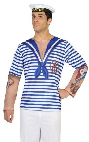 Tatuerad 3D sjömansskjorta för herr