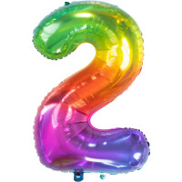 Vorschau: Zahl 2 Super Rainbow Folienballon 86cm