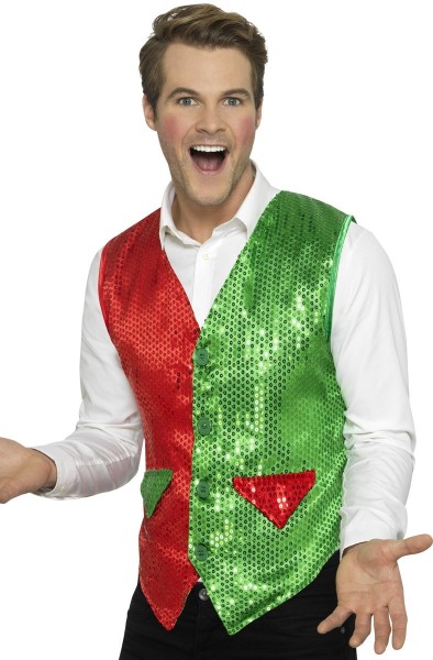 Green-red Christmas party vest for men