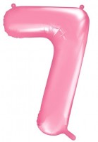 Oversigt: Nummer 7 folie ballon lyserød 86cm