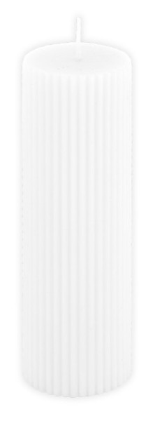 Bougie pilier nervurée blanc 5 x 15cm