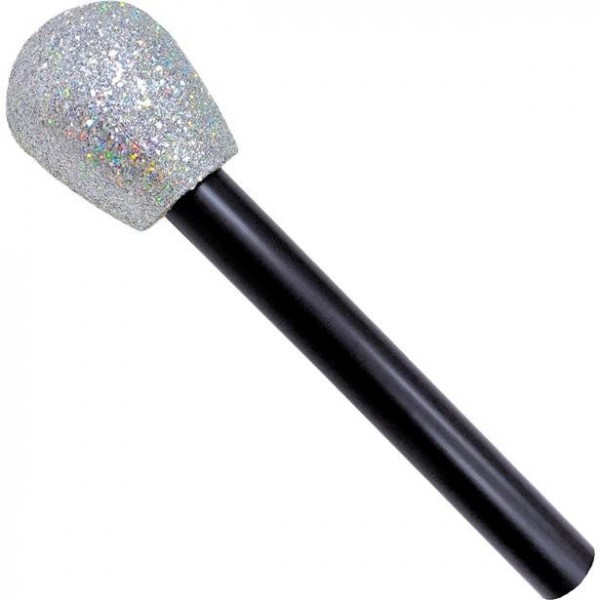 Silver glitter microphone 22cm