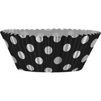 Oversigt: 24-delt sorte og hvide festpoint cupcake buffet sæt