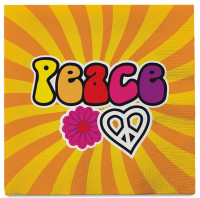 20 serviettes Hippie Peace 33cm