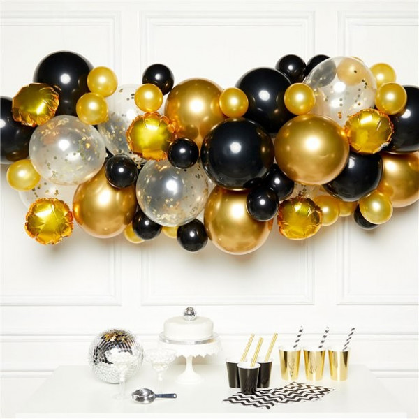 66-częściowa girlanda z balonów DIY w kolorze złotym czarnym