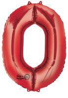 Zahlenballon 0 Rot 88cm