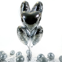 Vorschau: 5 Heliumballons in der Box Silver Heart