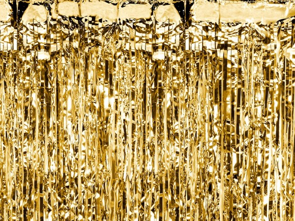 Gold metallic tinsel curtain 90cm x 2.5m
