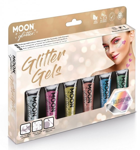 Funkelzeit glitter gel make-up 6-delad