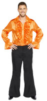 Preview: Orange ruffle shirt for men