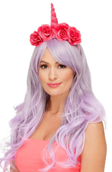 Flowery unicorn headband in pink