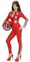 Reizend rotes Rennfahrerin Kostüm