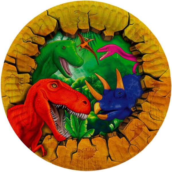 8 paper plates Dino Adventure 23cm