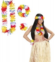 Collier hawaïen fleuri Nalani avec front et bracelet