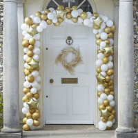Vista previa: Casa de campo Navidad guirnalda de globos oro