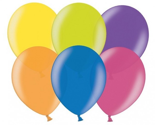 100 Partystar metalliske balloner farvet 12cm