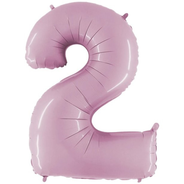 Foil balloon number 2 pastel pink 102cm