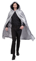 Preview: Elegant cape with hood in gray 170cm