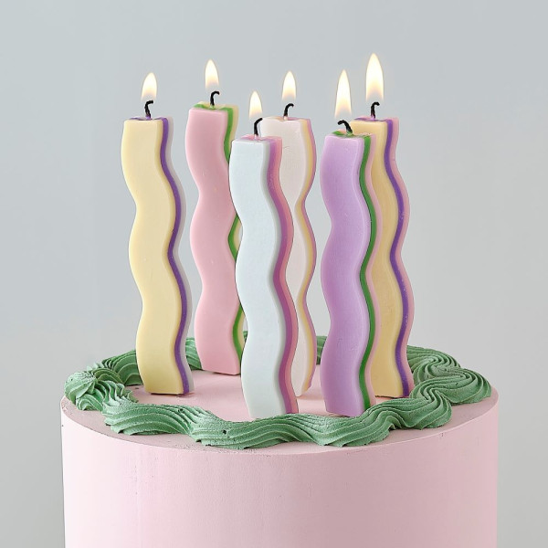 6 cake candles Bella Pastel 10cm