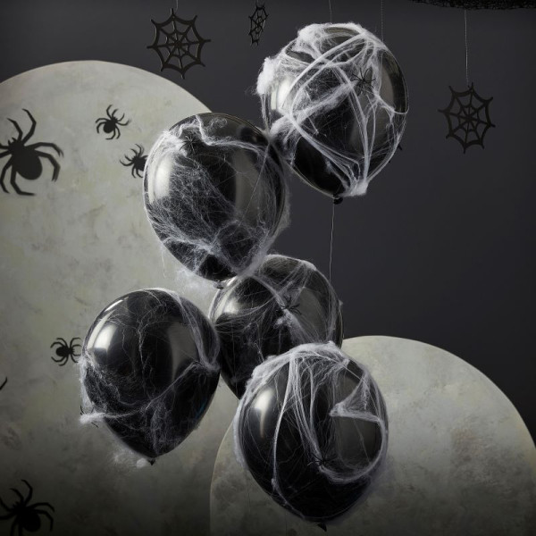 5 Halloween Spider Web Ballons 5x30cm