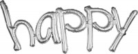Palloncino foil felice in argento 104 x 50 cm