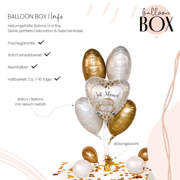 Heliumballon in der Box Just Married Auto Gold 3