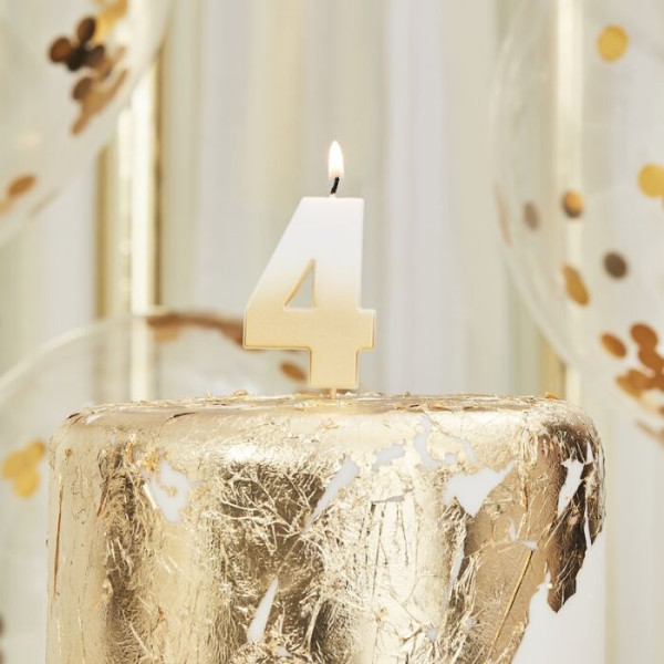 Golden number 4 ombré cake candle