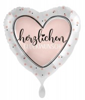 Palloncino foil di congratulazioni cuore rosa 71 cm