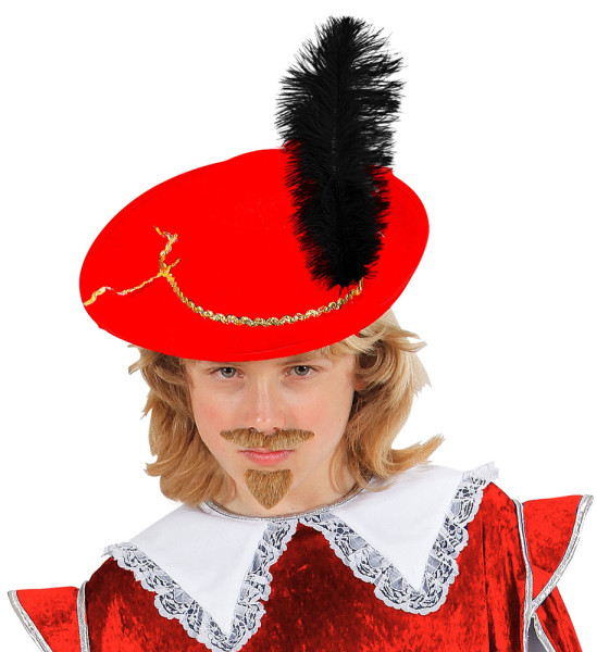 Musketeer children's hat with red feather