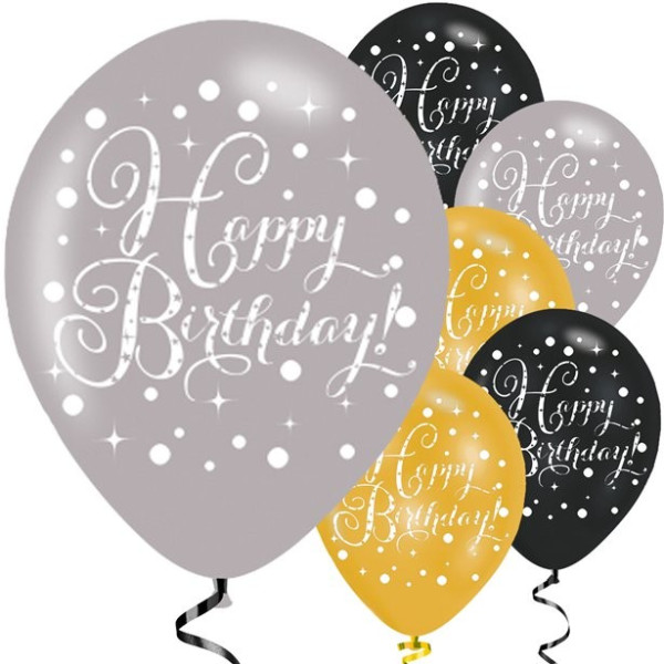 6 globos de látex Happy Birthday