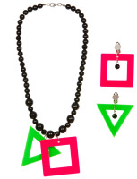 80s neon necklace with earrings