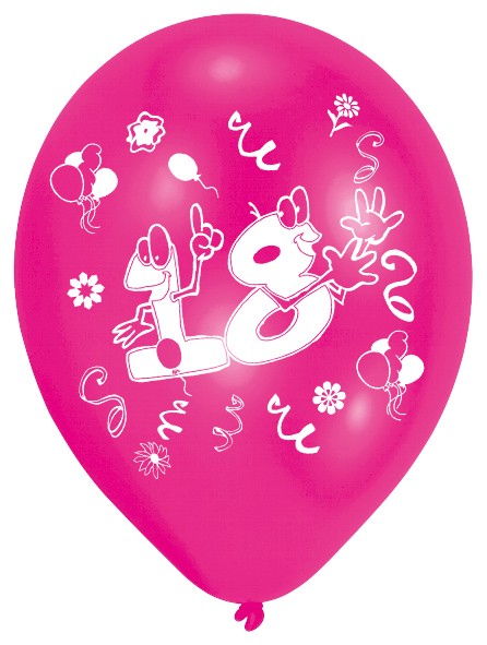 8 szalonych balonów numerycznych 18 urodziny kolorowe
