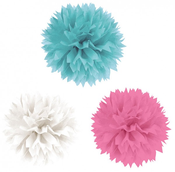 Fluffy pastel decoration balls Frosty 3 pieces